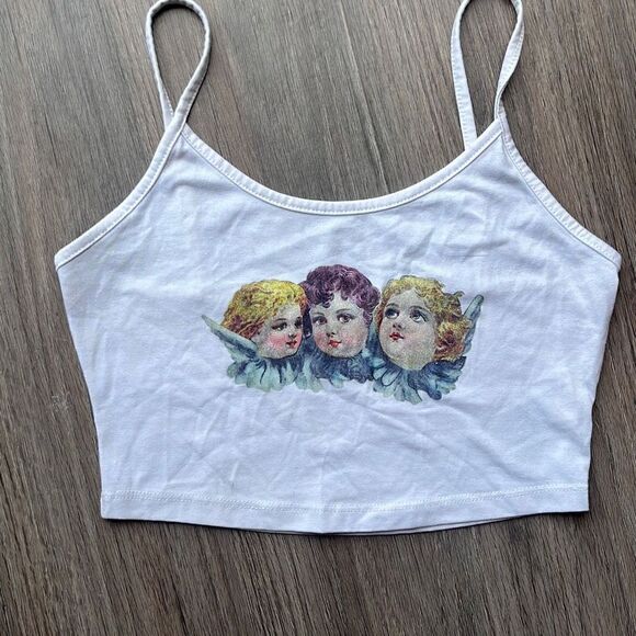 SHEIN THREE CHERUBS CROPPED CAMI TANK TOP ANGEL BRALETTE SIZE XS - Picture 1 of 7